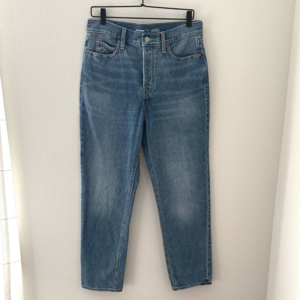 Old Navy‎ Women’s Sky High Rise Straight Blue Jeans Size 6 Button Fly